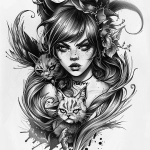 Girl with cats