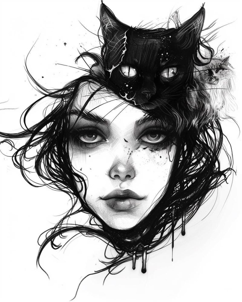 Girl with cats