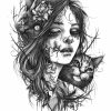 Girl with cats