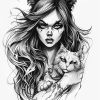 Girl with cats