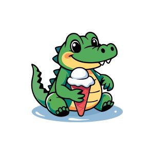 Crocodile With An Ice Cream - Digital Vector Files for Laser Cutting and Engraving